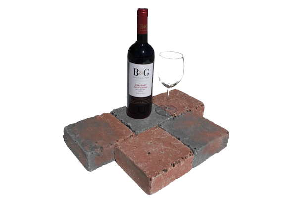 Pavé cave à vin, nuancé de rouge et de noir, 14,5 x 14,5 x 6 cm