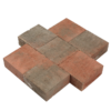 Pavé béton franc, nuancé de rouge et de noir, 11 x 11 x 6 cm