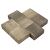 Pavé béton franc, nuancé de gris et de noir,