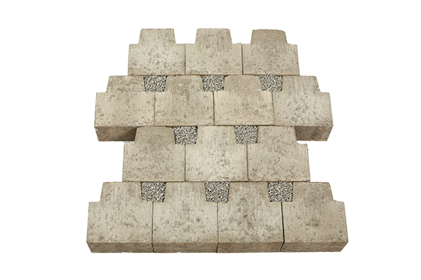 Pavé béton drainant tambouriné, cendre (gris clair) 14,5 x 14,5 x 8 cm