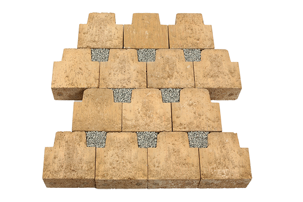 Pavé béton drainant franc, jaune/beige, 14,5 x 14,5 x 8 cm