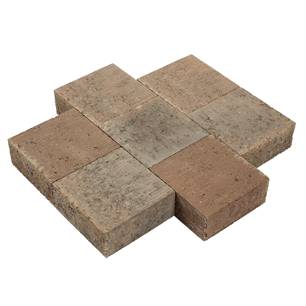 Pavé béton franc, nuancé de brun et de noir, 11 x 11 x 6 cm