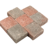 Pavé béton tambouriné, nuancé de rouge et de noir, 11 x 11 x 6 cm