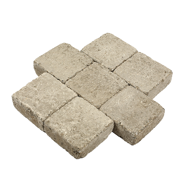 Pavé béton tambouriné, gris clair, 11 x 11 x 6 cm