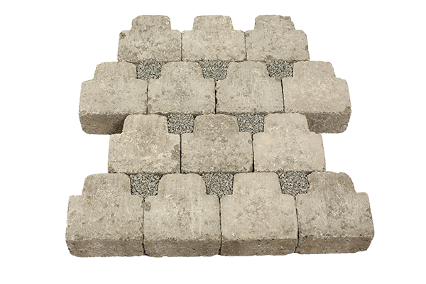 Pavé béton drainant tambouriné, gris clair, 14,5 x 14,5 x 8 cm