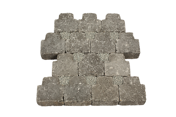 Pavé béton drainant tambouriné, anthracite, 14,5 x 14,5 x 8 cm