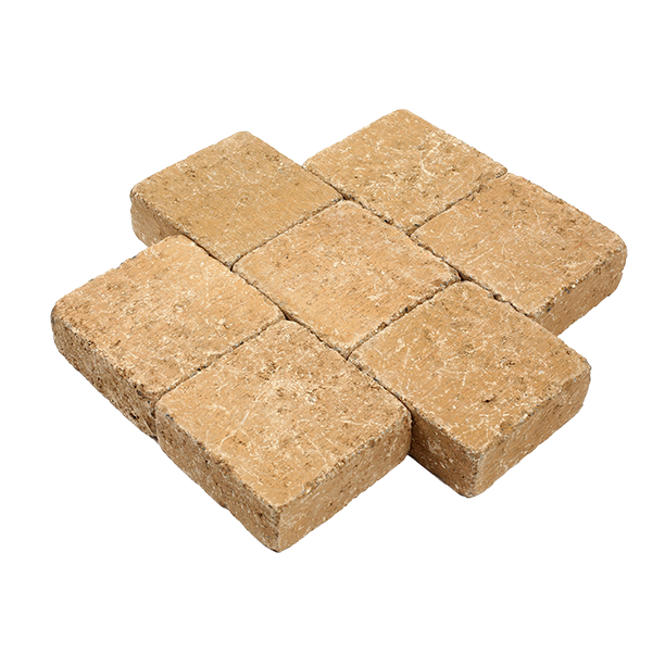 Pavé béton tambouriné, jaune/beige,