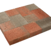 Pavé béton franc, nuancé de rouge et de noir, 14,5 x 14,5 x 6 cm et 14,5 x 21,75 x 6 cm