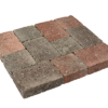 Pavé béton tambouriné, nuancé de rouge et de noir, Combi (14,5 x 14,5 x 6 cm et 14,5 x 21,75 x 6 cm)