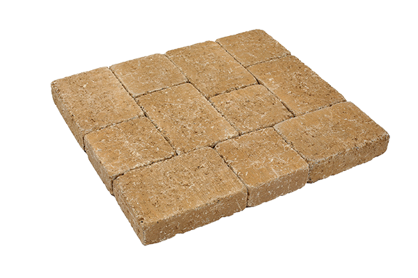 Pavé béton tambouriné, jaune/beige, Combi (14,5 x 14,5 x 6 cm et 14,5 x 21,75 x 6 cm)