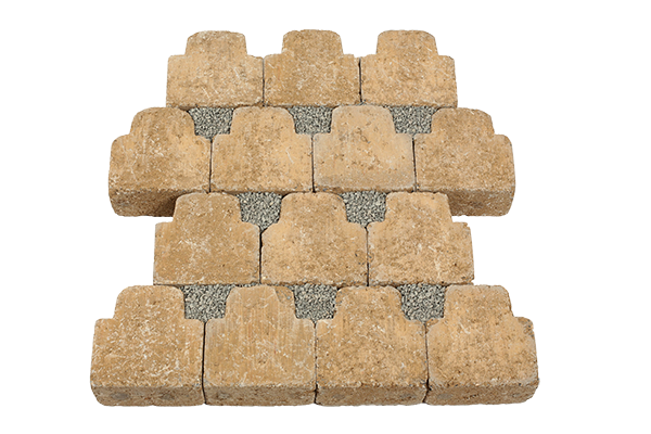 Pavé béton drainant tambouriné , jaune/beige, 14,5 x 14,5 x 8 cm